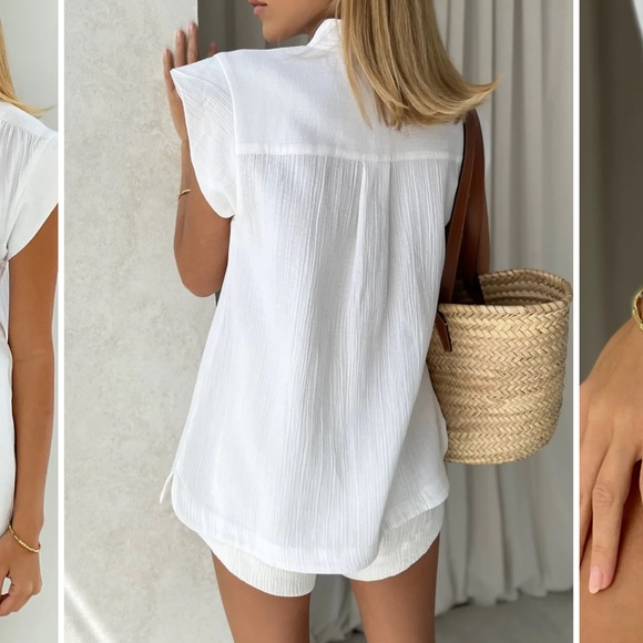 VITA GRACE Irina Cotton Day Blouse | Seashell Cream - Picture 5 of 5